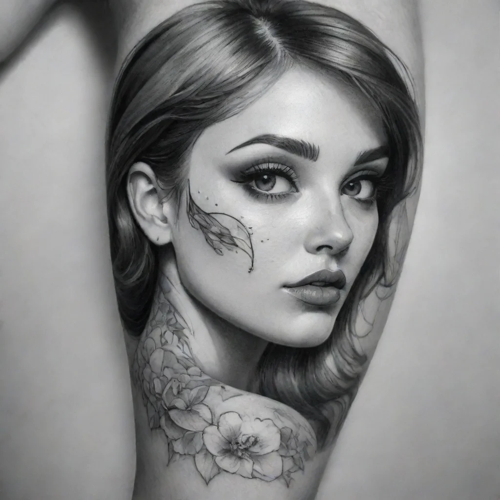 ai amazing her artstation fine line black and white tattoo awesome portrait 2