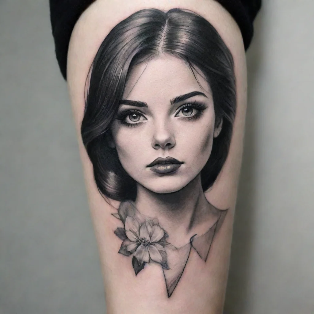  amazing her fine line black and white tattoo awesome portrait 2