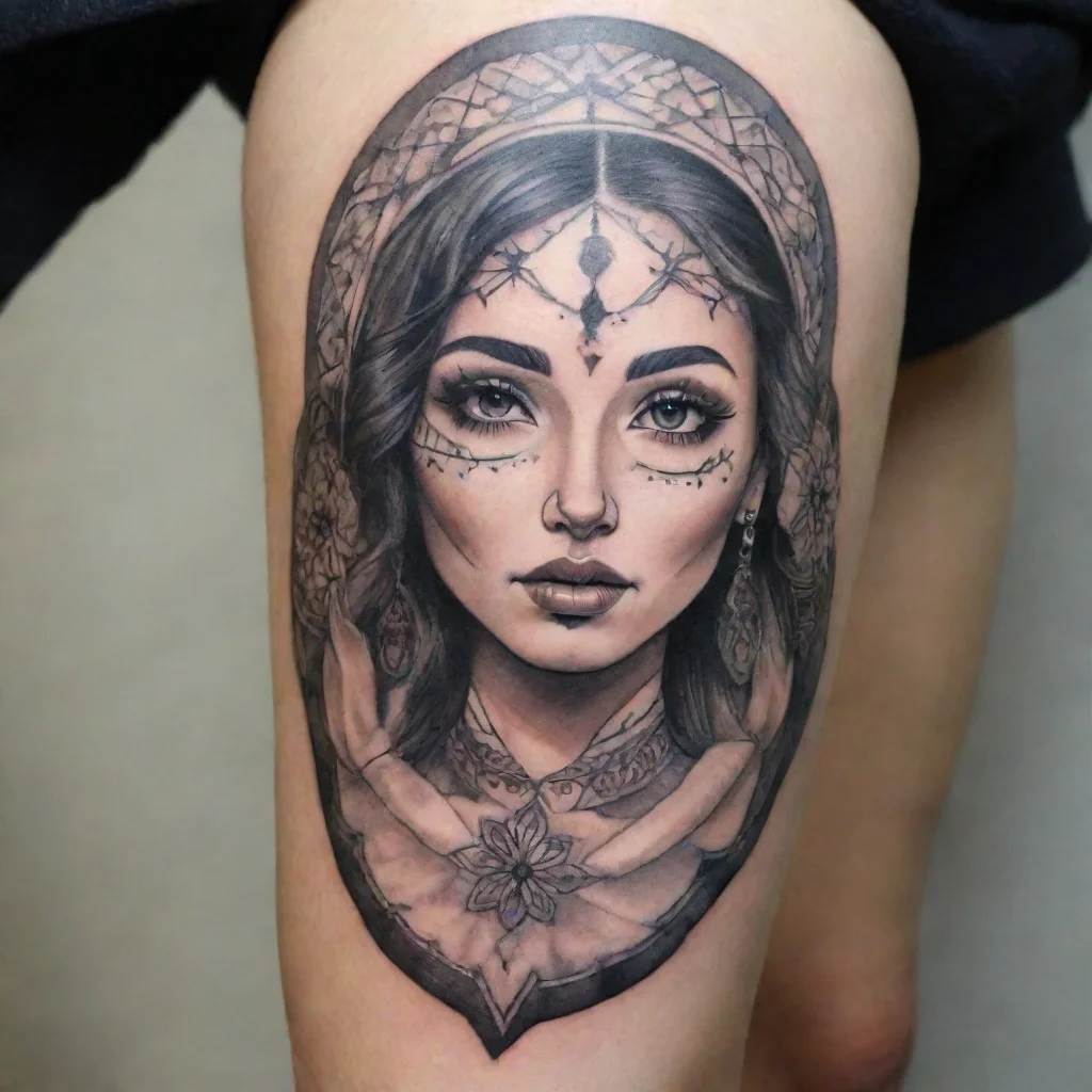 ai amazing her maroccan fine line tattoo awesome portrait 2