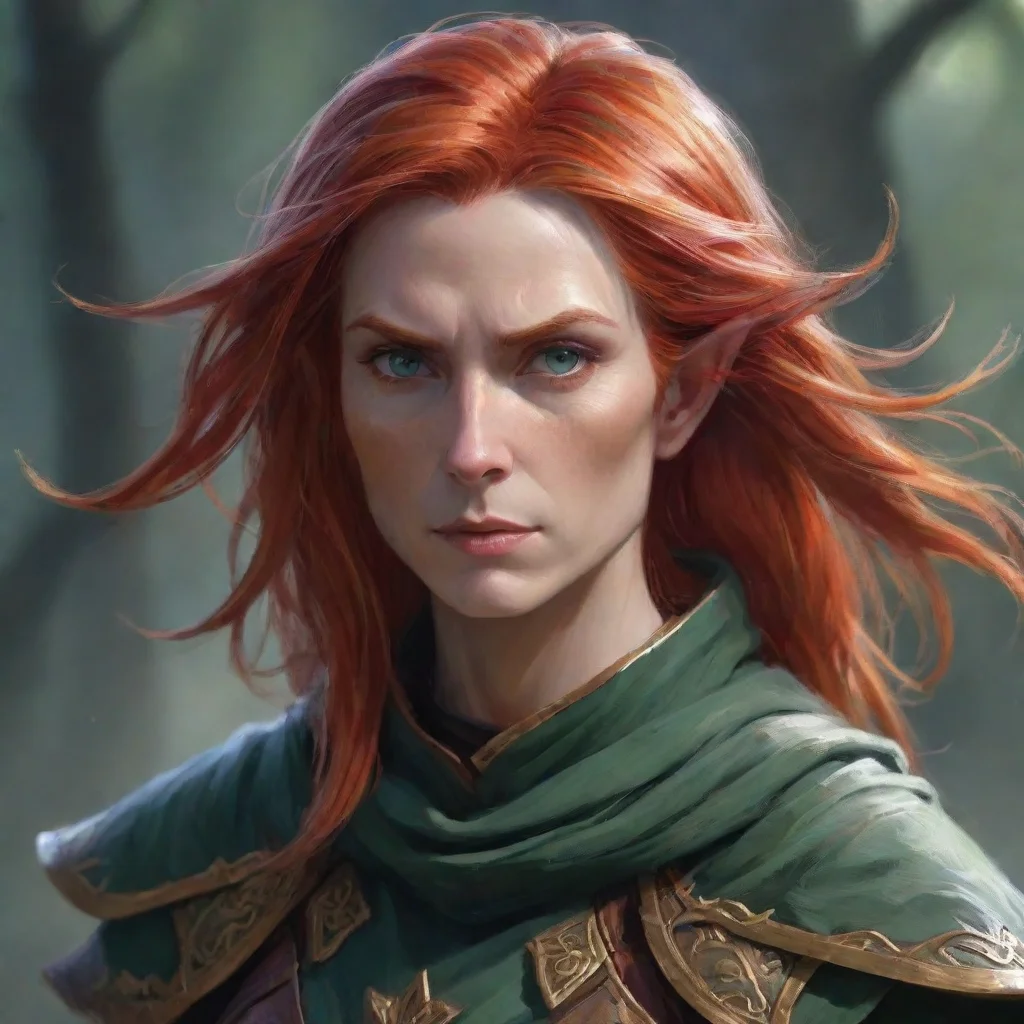 amazing high elf ranger red hair middle aged cold expressionvoid magic awesome portrait 2