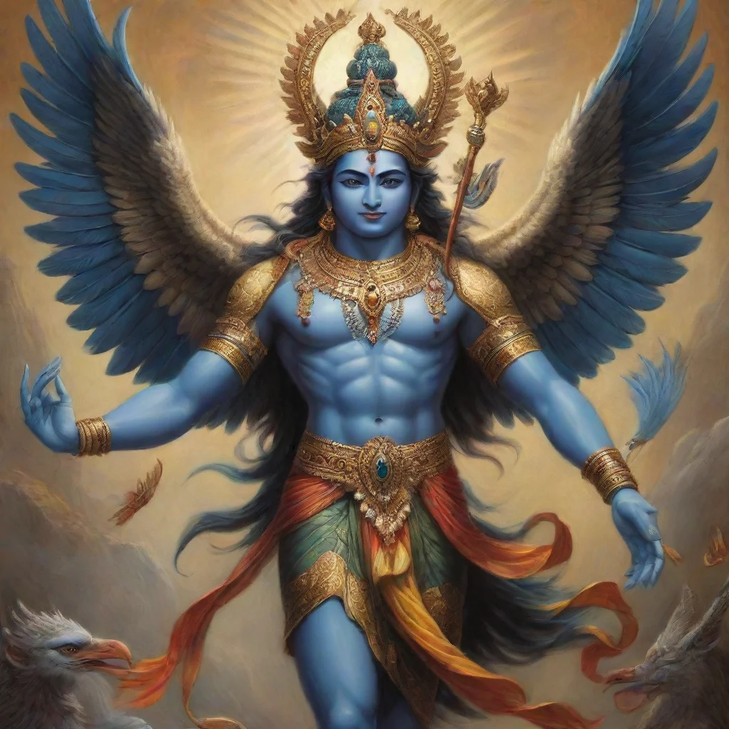 ai amazing hindu lord vishnu with garuda bird awesome portrait 2 wide