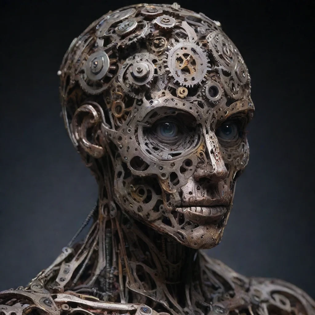 ai amazing humanoid made of clock gears onlyworking moving gearsawesome portrait 2