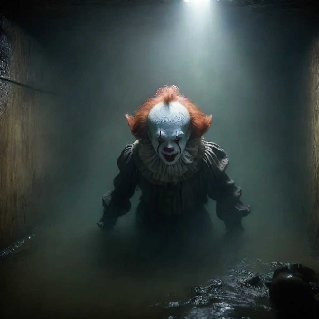 ai amazing hyper realistic portrait of ancient evil pennywise drowning and cthulhu in an epic ancient sewer cinematic light