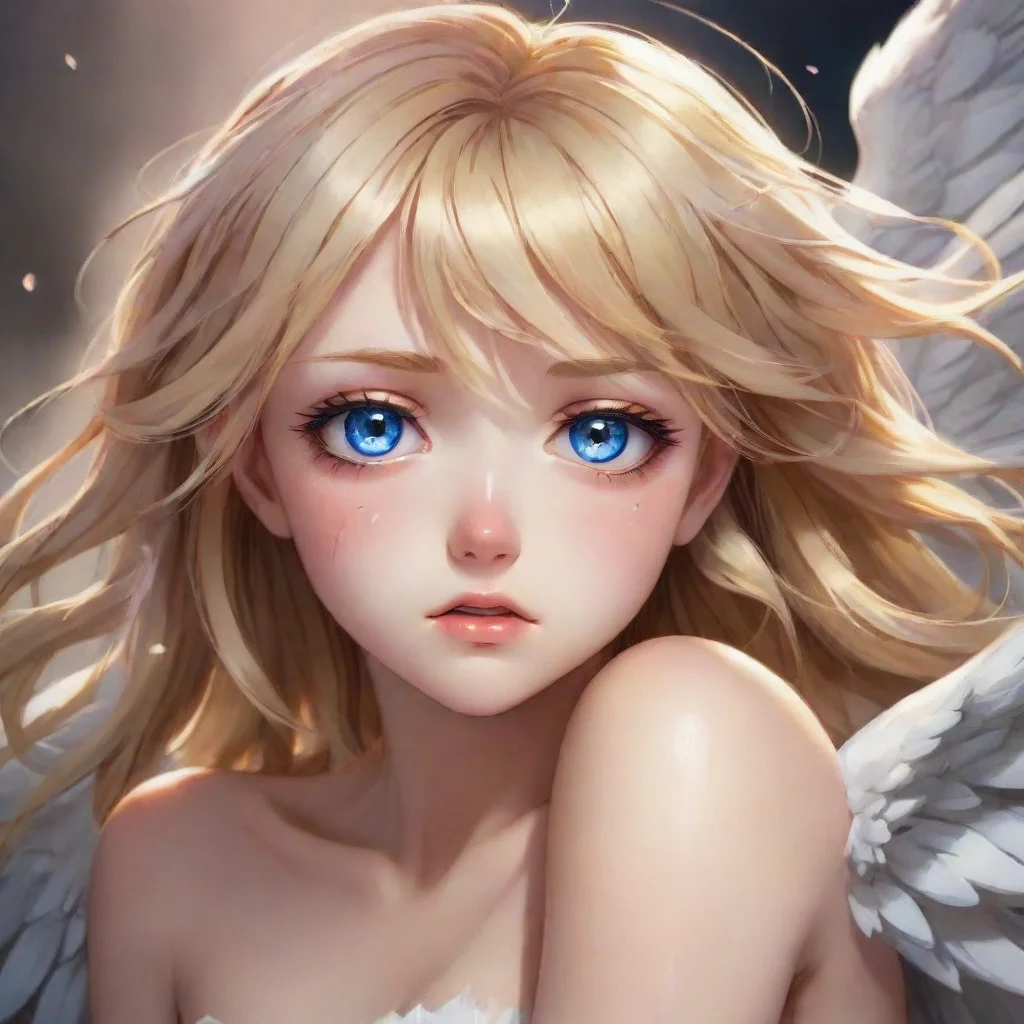 amazing injured crying blonde anime angel with blue eyesawesome portrait 2