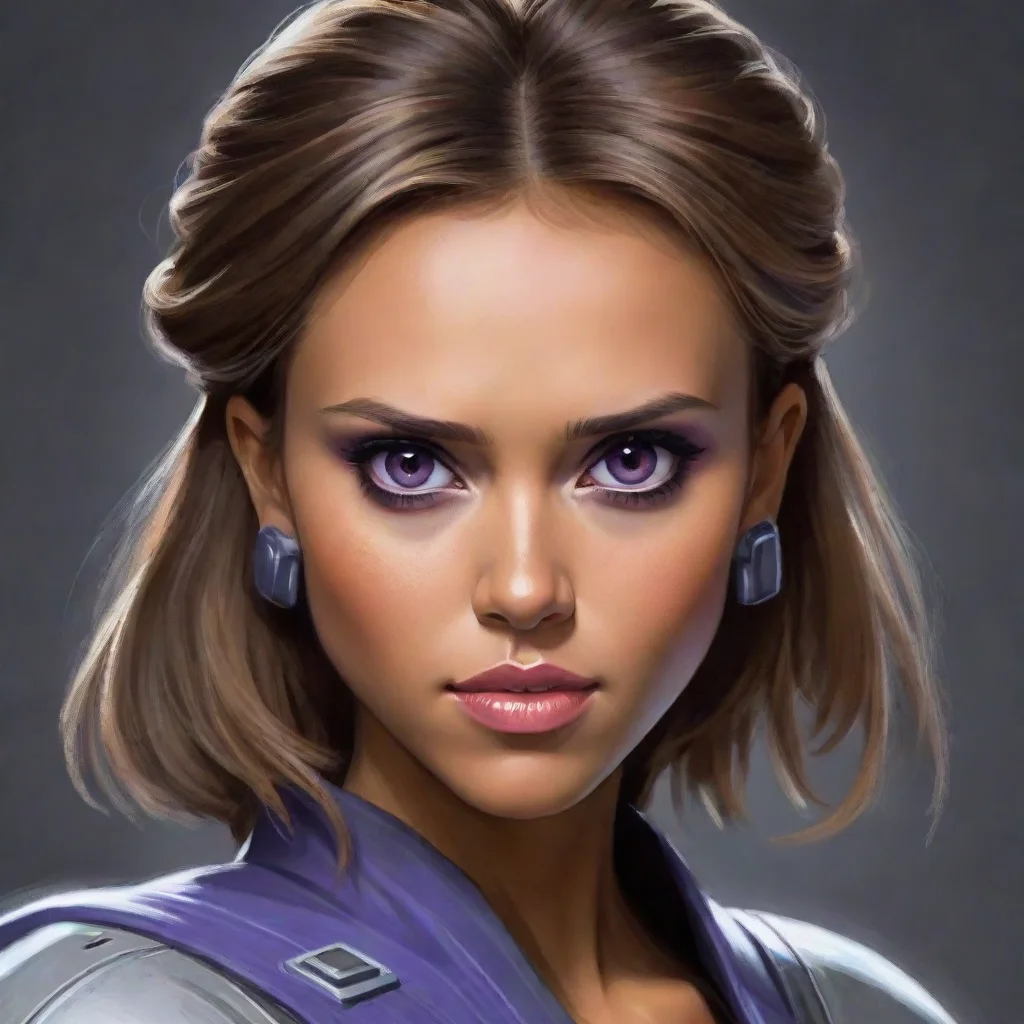 amazing jessica alba in star wars clone wars art style with purple eyes awesome portrait 2