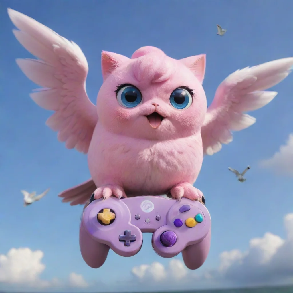  amazing jigglypuff riding a seagull with a gamecube controller awesome portrait 2