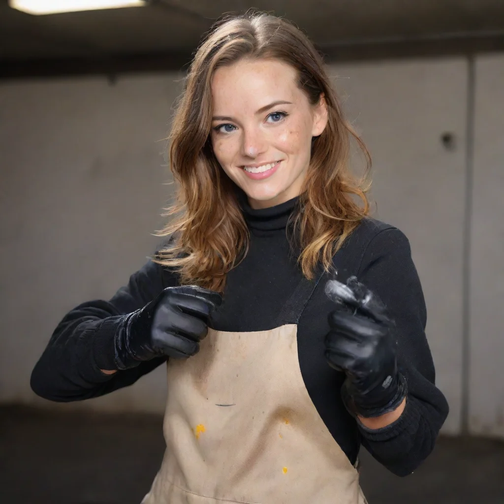 ai amazing katherine norland smiling with black gloves andgun shooting and splattering mayonnaise everywhere at a shooting 