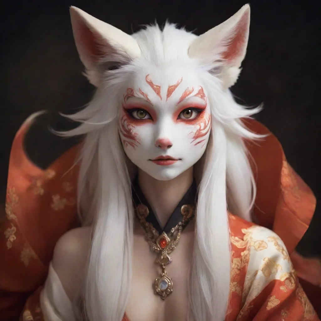 amazing kitsune fox demon in half human form awesome portrait 2