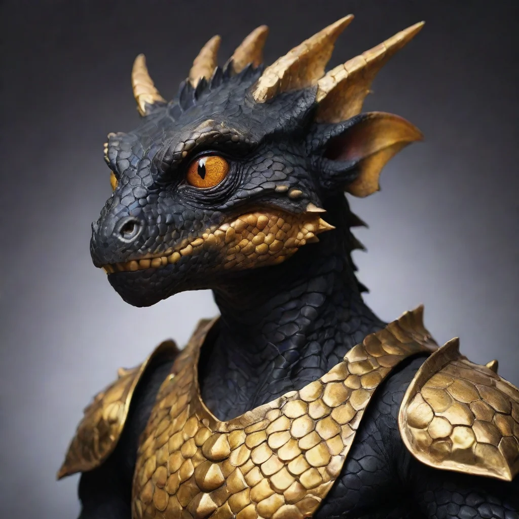 ai amazing koboldblack and gold scales awesome portrait 2