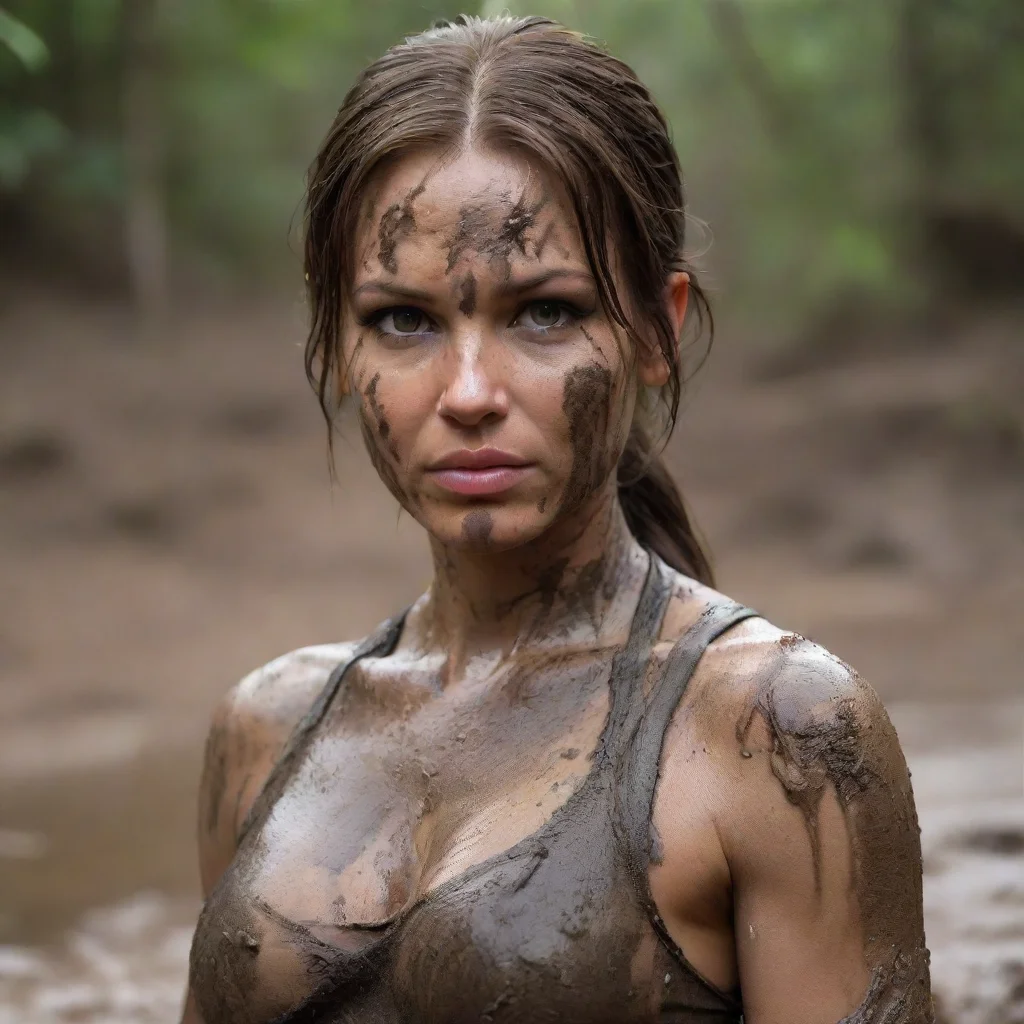 amazing lara croft as a mud wrestler awesome portrait 2