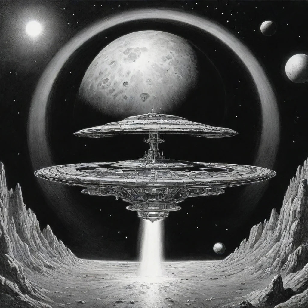 ai amazing larry elmore a spheric spaceship is flying in spaceink drawing awesome portrait 2