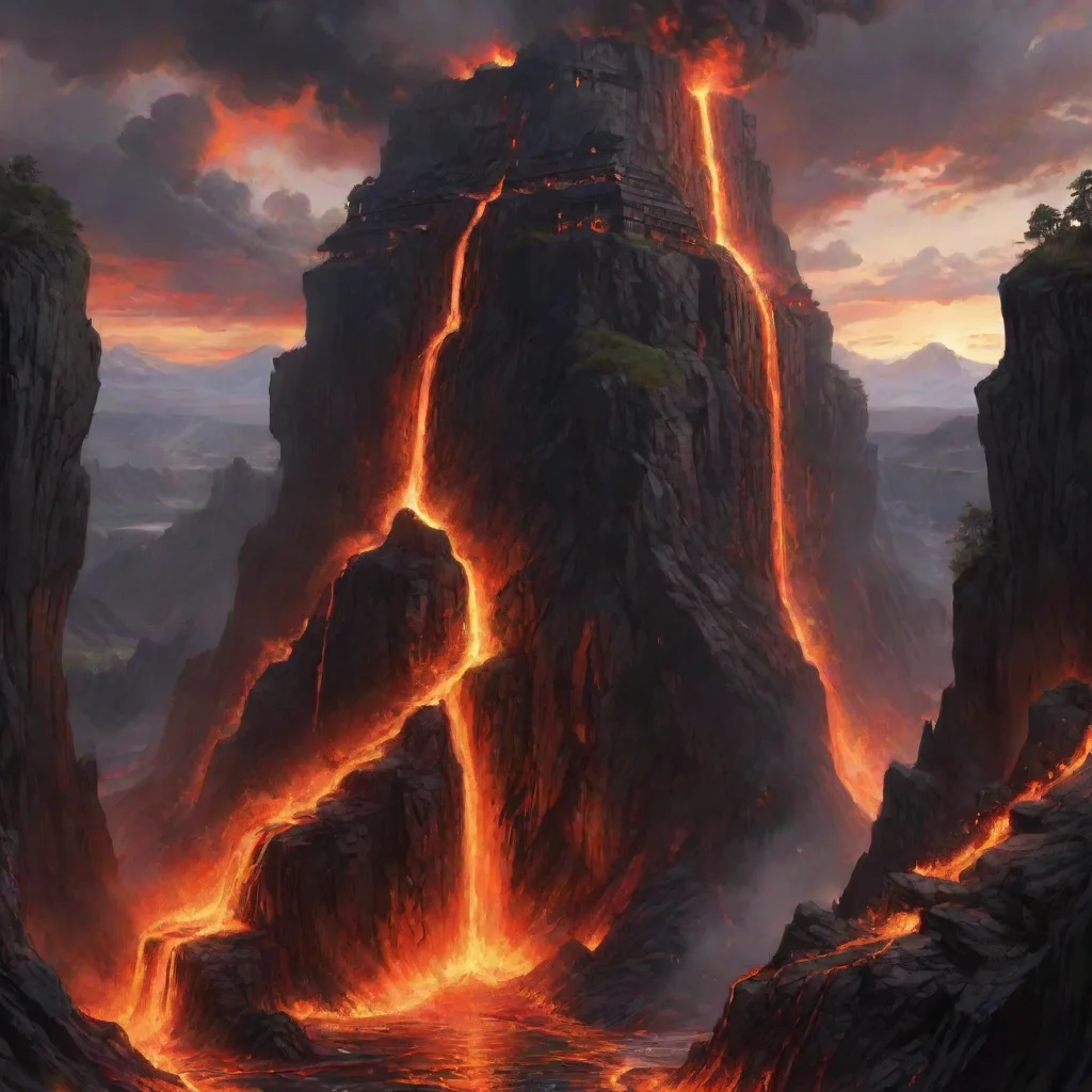  amazing lava flowing down cliffs castles anime detailed awesome portrait 2