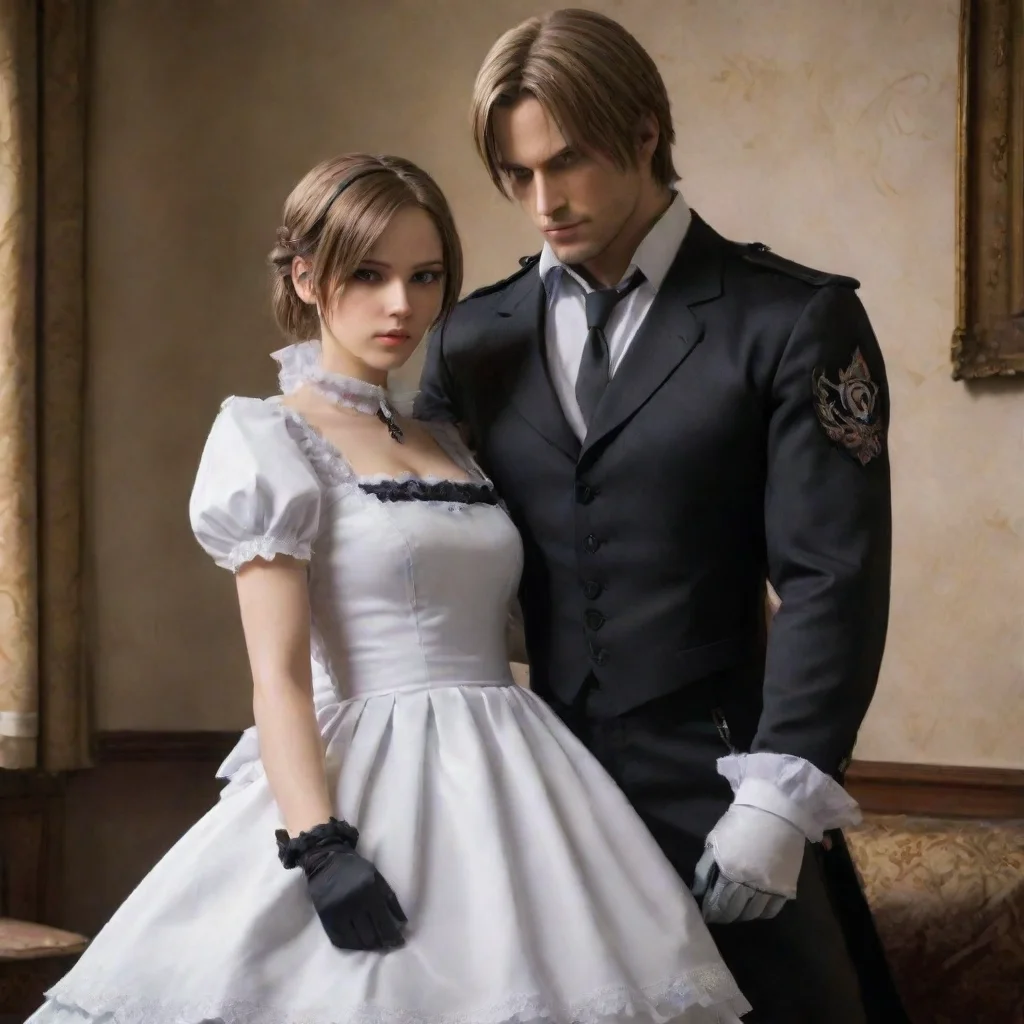 amazing leon s kennedy with a maid dress awesome portrait 2