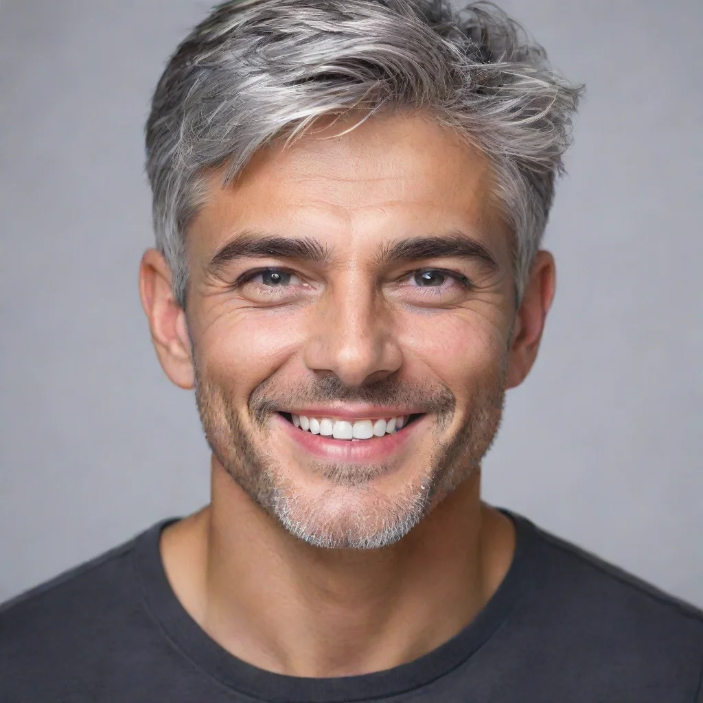 ai amazing lineun hombre de 40 a os de buen aspecto y atractivo f sicocabello corto color cenizo y ojos de color gris oscur
