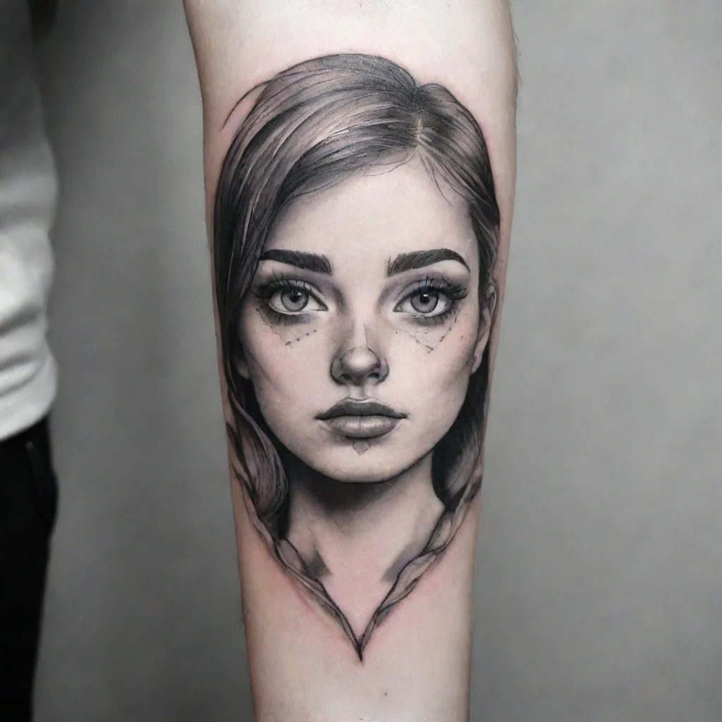 ai amazing litte fine line black and white tattoo awesome portrait 2