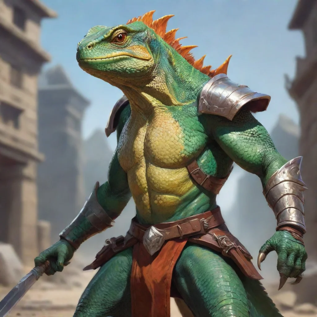 ai amazing lizard warrior selfiestrong stancehands in pockets calm armoredconfident engaging wow artstation art 3