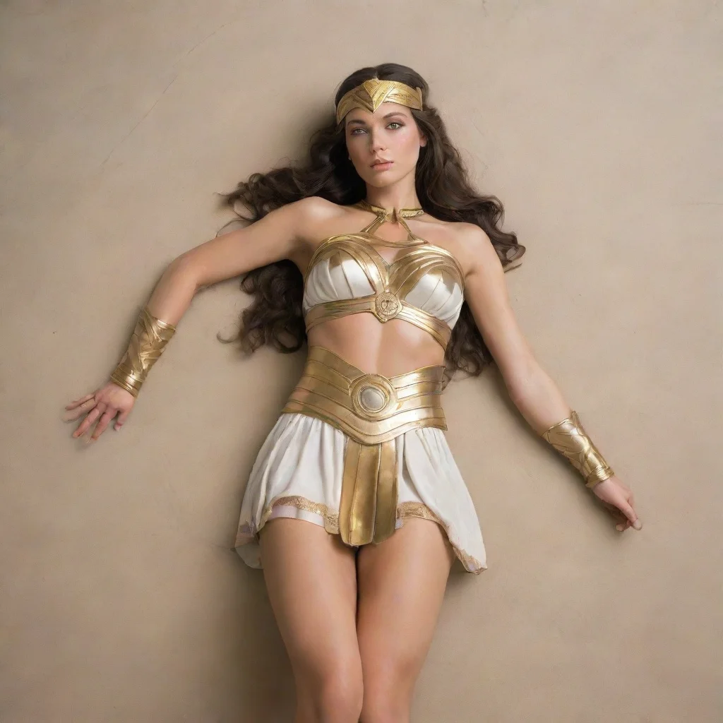 ai amazing lying on the floor face down in a pose resembling queen hippolyta of the amazons from themyscirawearing ancient 