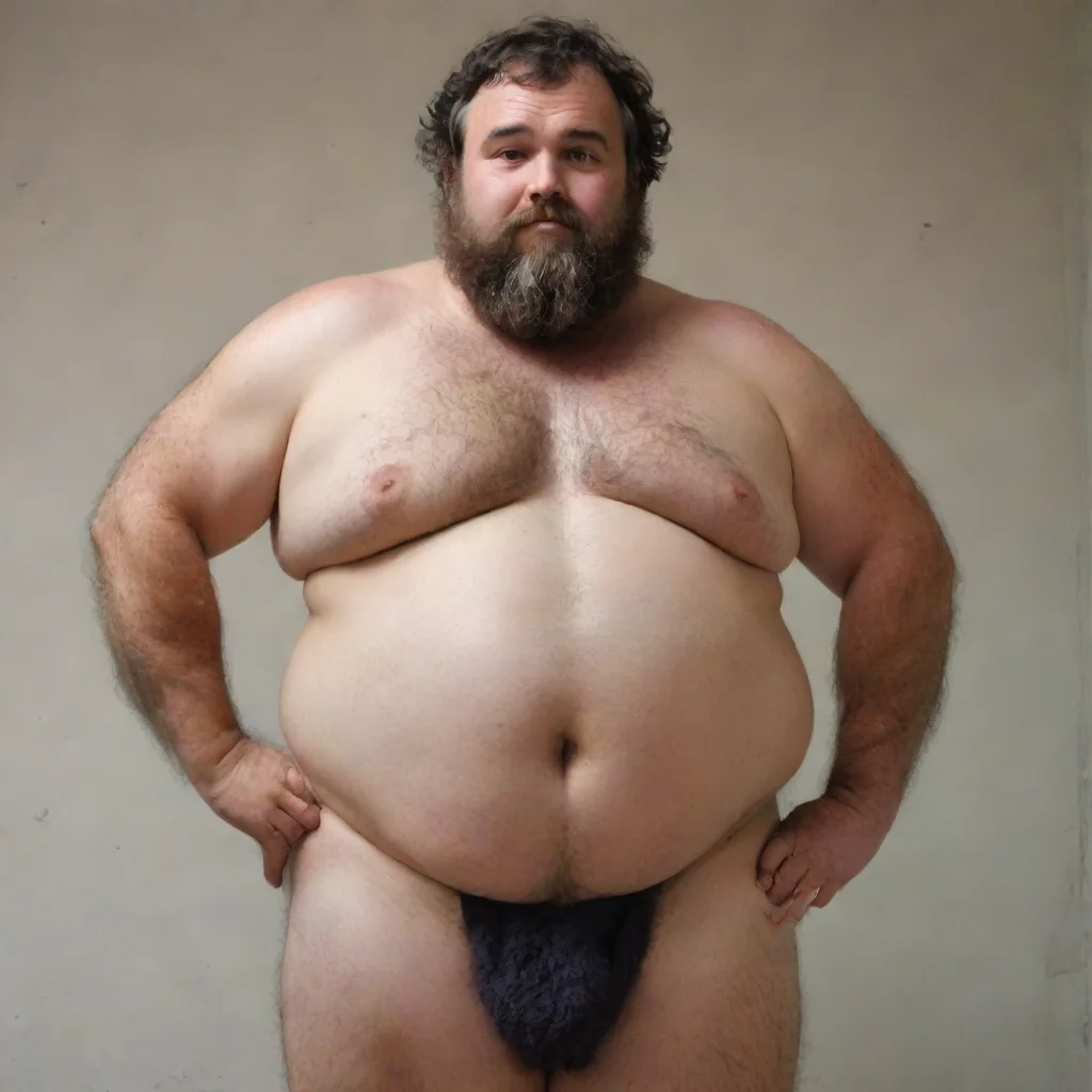 amazing male human with a very large belly that is hairy awesome portrait 2