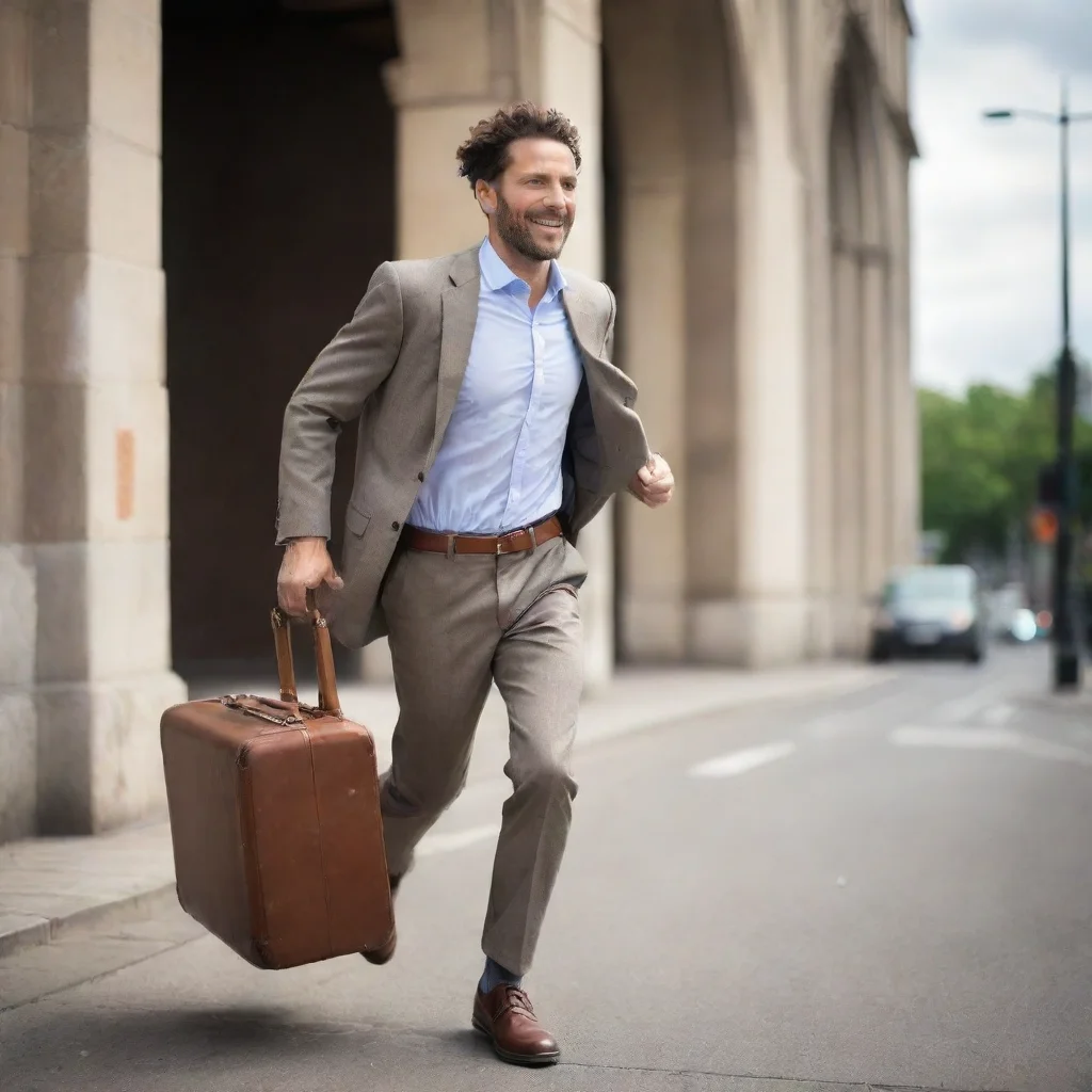  amazing man running with suitcase awesome portrait 2