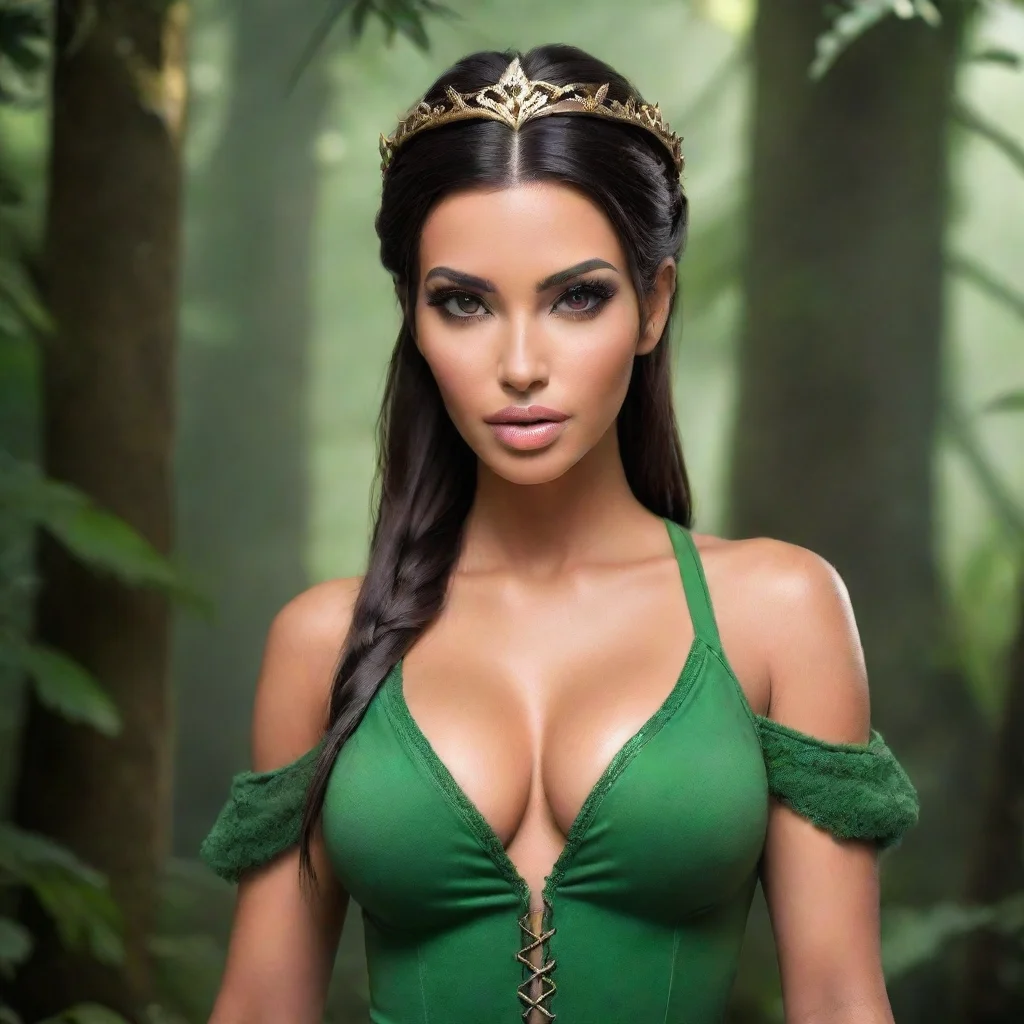ai amazing mixture of kim kardashian and lara croft as elf princess awesome portrait 2