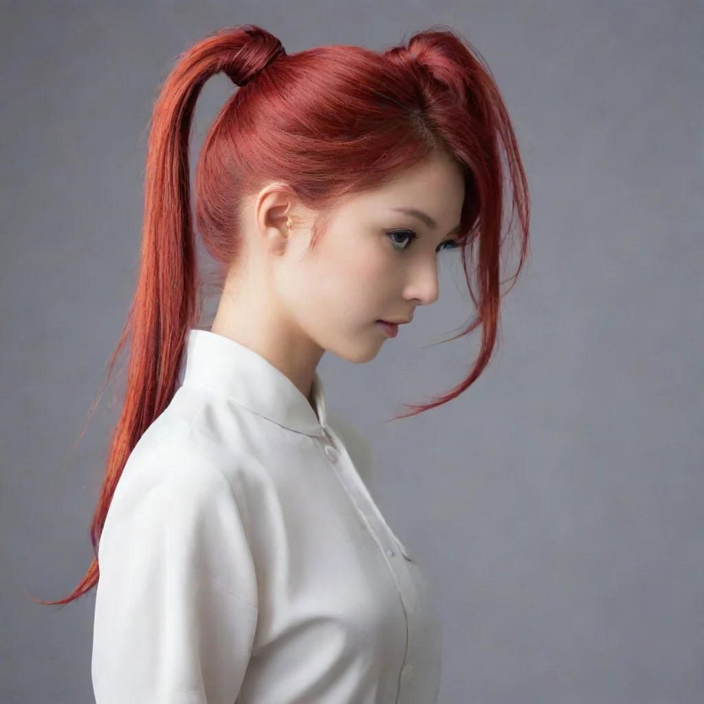 ai amazing miyabi shikimorired hairponytailwomanstanding straightlooking forward awesome portrait 2 wide