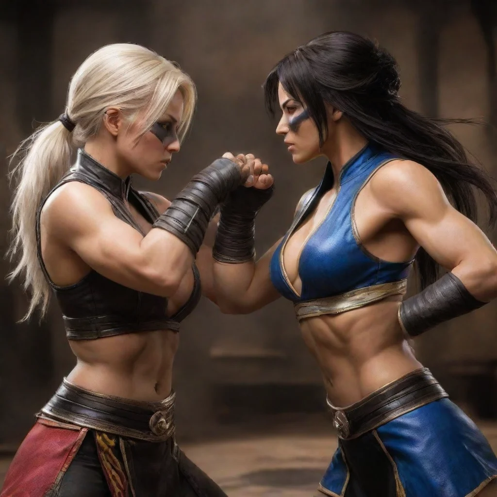 ai amazing mortal kombat fight between females awesome portrait 2