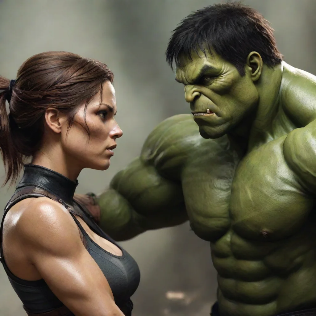 ai amazing mortal kombat fight between lara croft and hulk awesome portrait 2