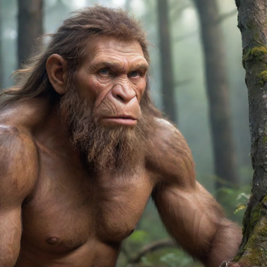 ai amazing neandertal mammot forest hunting awesome portrait 2