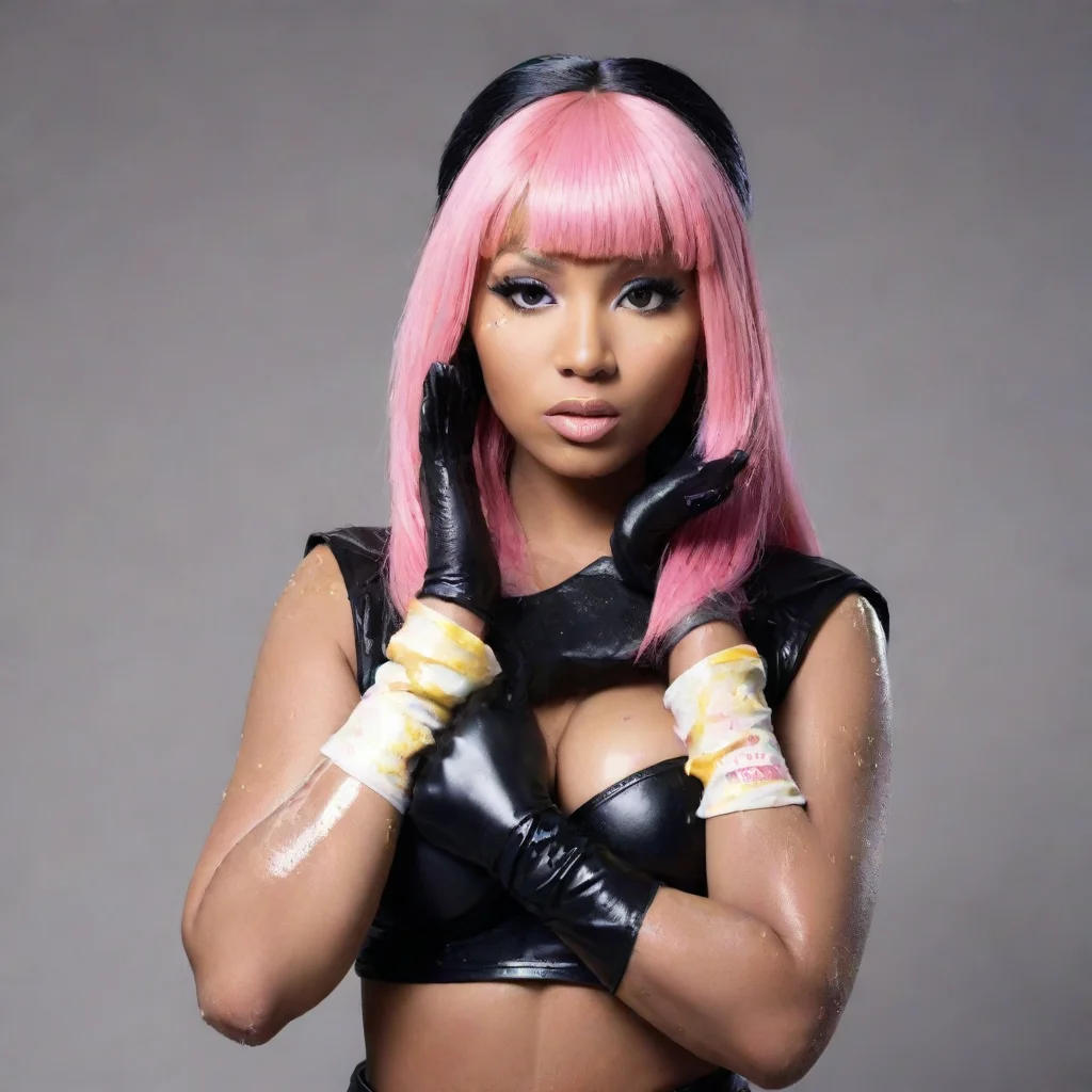  amazing nicki minajwith black deluxe nitrile gloves and gun and mayonnaise splattered everywhere awesome portrait 2
