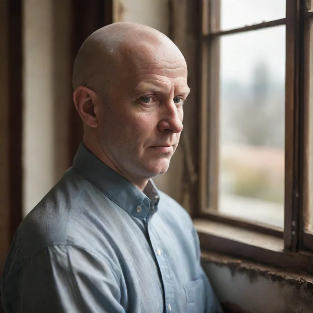 ai amazing nostalgic bald man in front of window awesome portrait 2