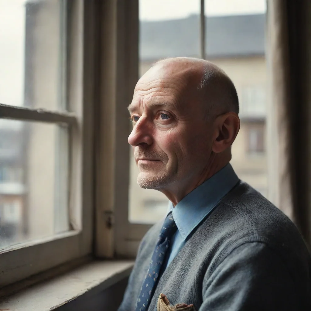  amazing nostalgic baldman in front of window awesome portrait 2