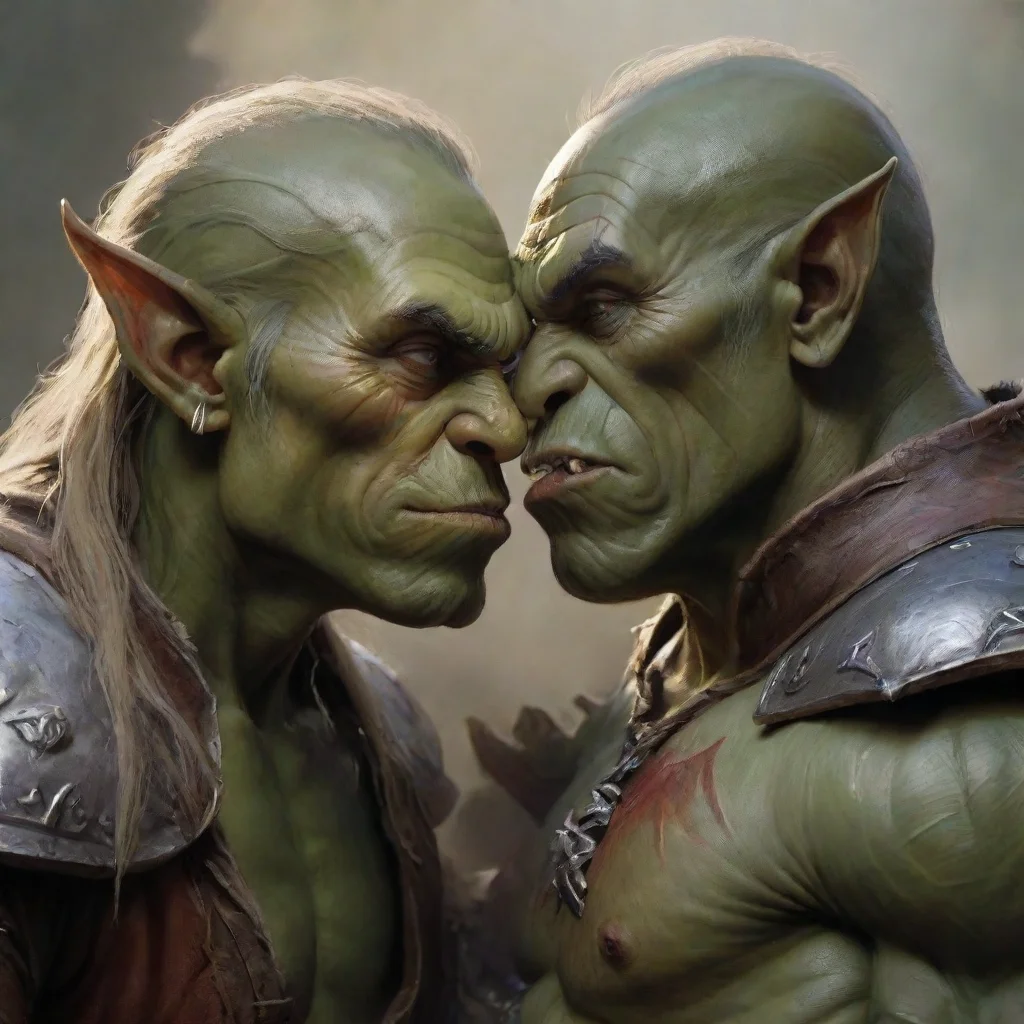 ai amazing orc kisses high elf s chest awesome portrait 2