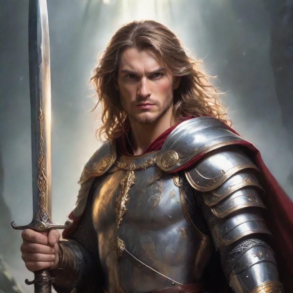 ai amazing paladin holds magical sword over his headawesome portrait 2