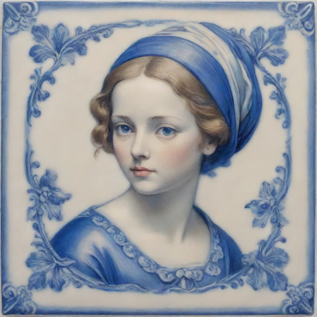 ai amazing plastering in delft blue tile as ai art awesome portrait 2