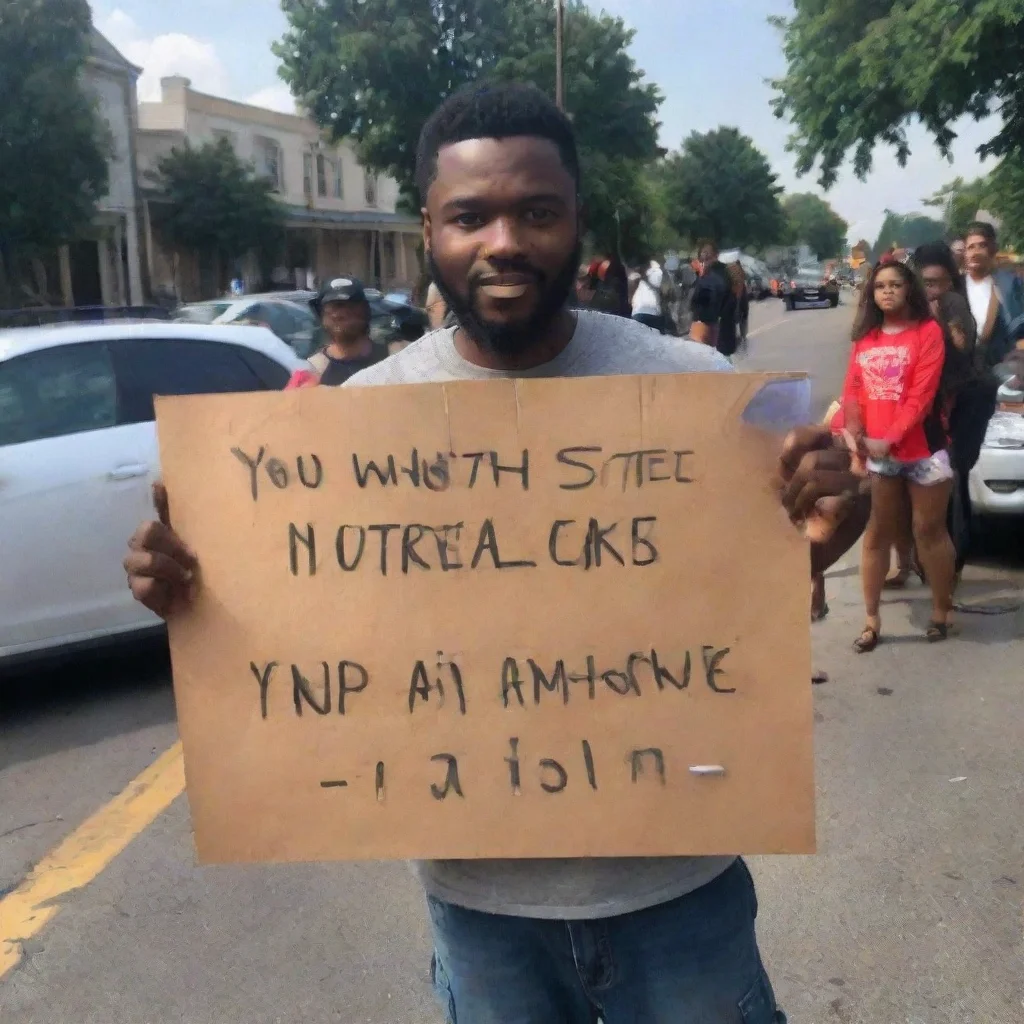 ai amazing prompt engineer sad that his images are getting stolenholding a protest sign that says you wouldn t steal a stol