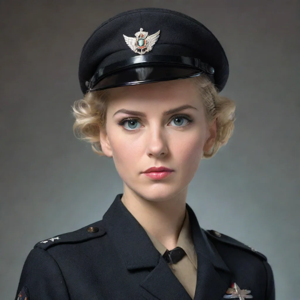  amazing realisticattractive west european womanblonde hairshort haircutblack ww2 military uniformblack military jacketbl