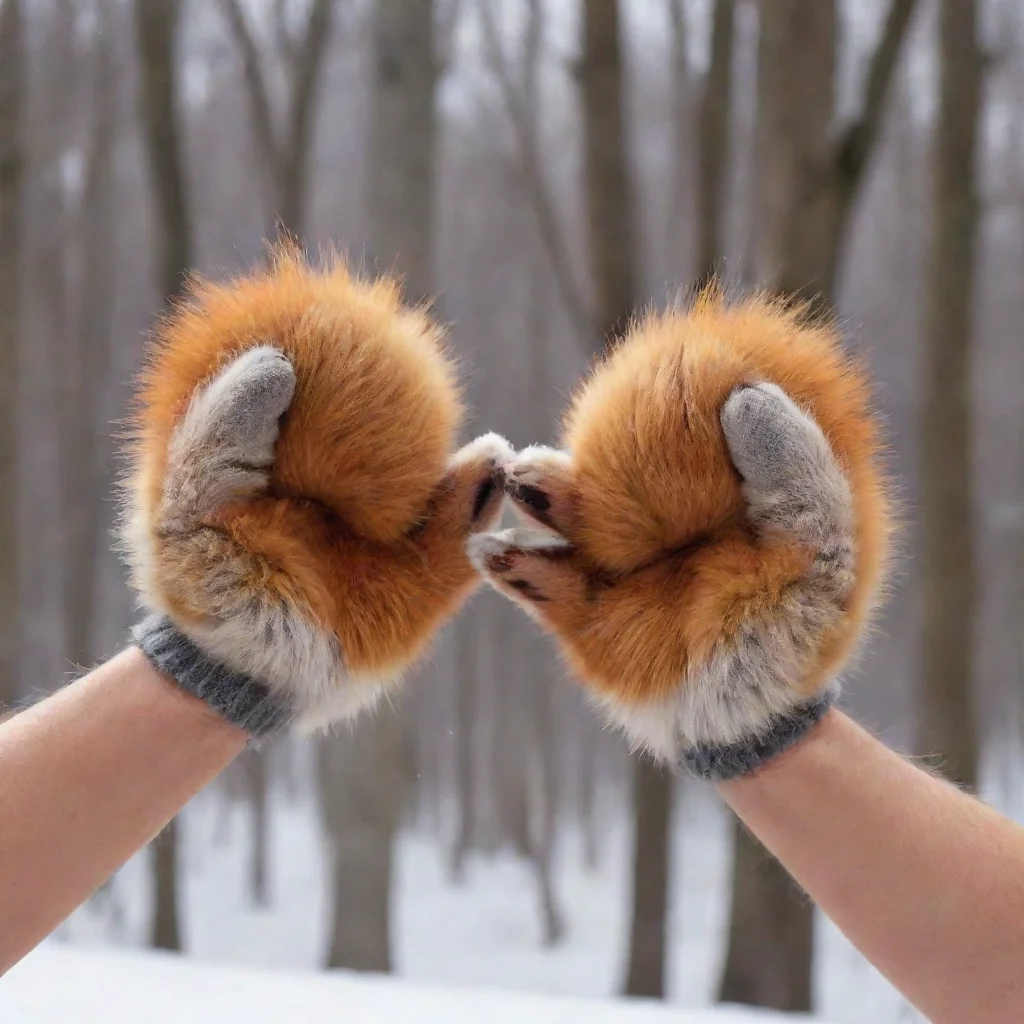 ai amazing red fox paw mittens awesome portrait 2