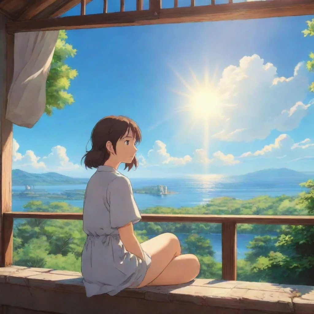 ai amazing relaxing environment studio ghibli calming lowfi calm bright clear crisp sun sky epic awesome portrait 2