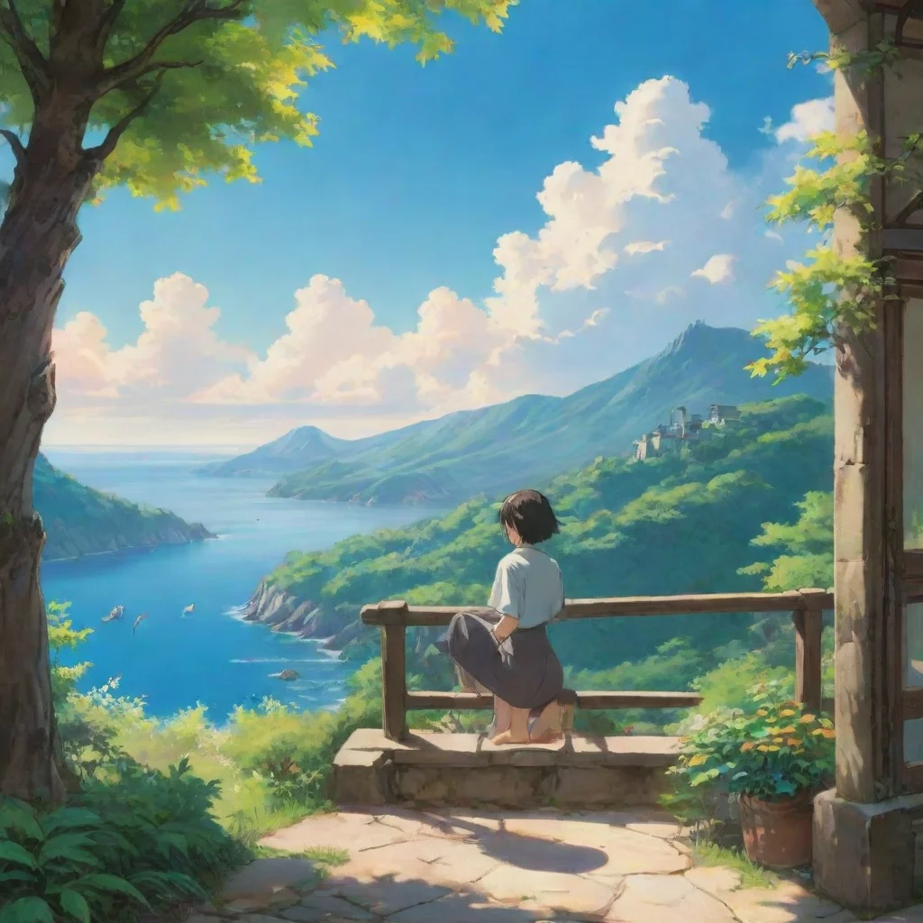 ai amazing relaxing environment studio ghibli calming lowfi calm bright clear crisp sun sky epic nice awesome portrait 2