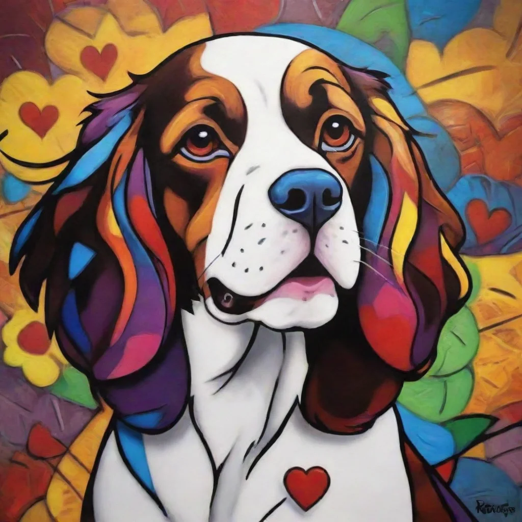 ai amazing romero britto springer spaniel awesome portrait 2 wide