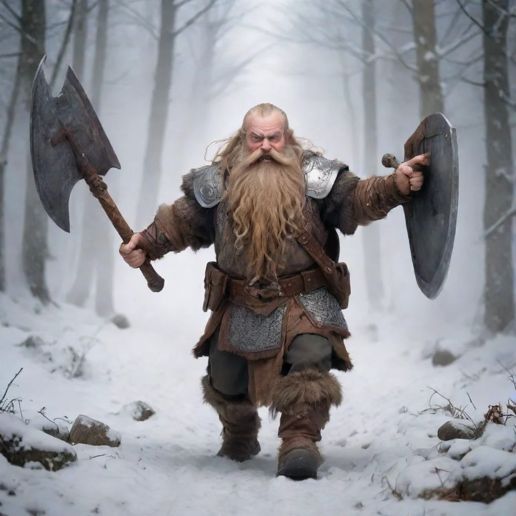 ai amazing running dwarf with plate mail and long beardwith a big battle axeimage from behind awesome portrait 2