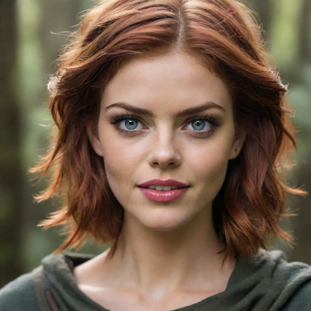 ai amazing samara weaving as a druid rogue dnd short red hair smirking mischievousawesome portrait 2