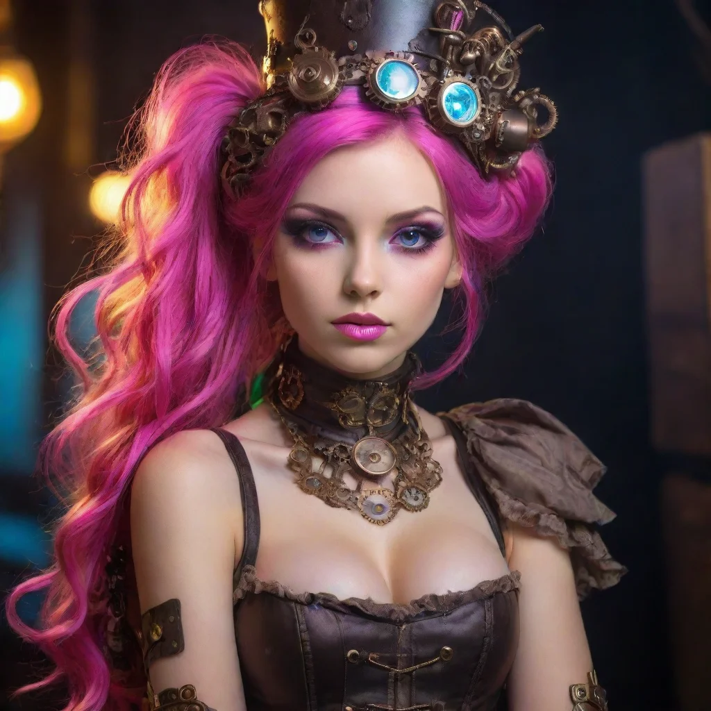 ai amazing seductive steampunk neon punk princess sweet awesome portrait 2