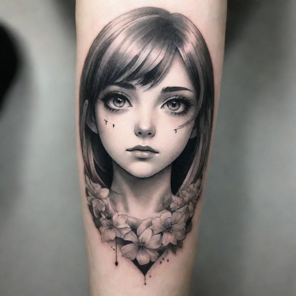 ai amazing she anime fine line black and white tattooawesome portrait 2