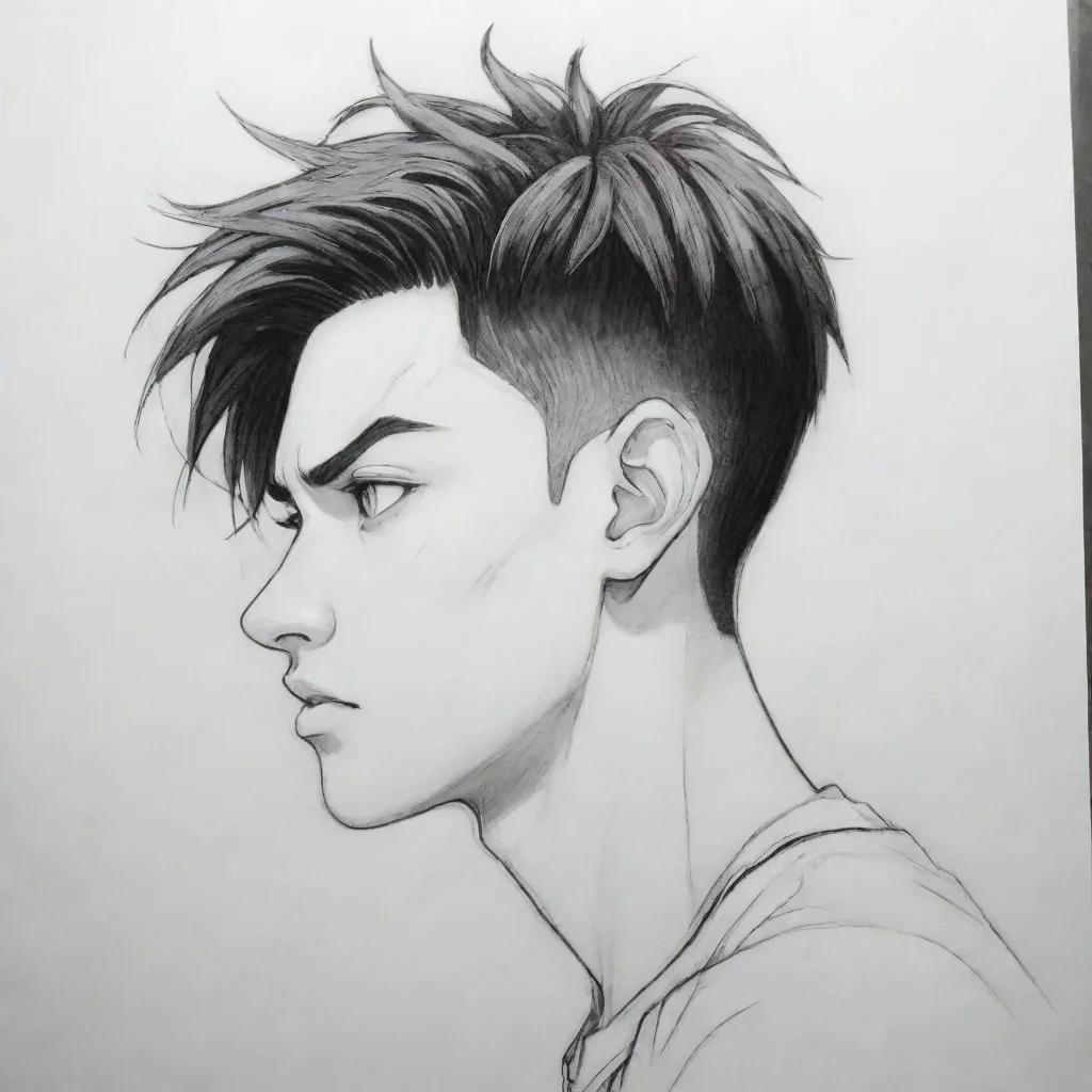 ai amazing sideview of a head portrait detail outline detail sketch slam dunk anime manga comic awesome portrait 2