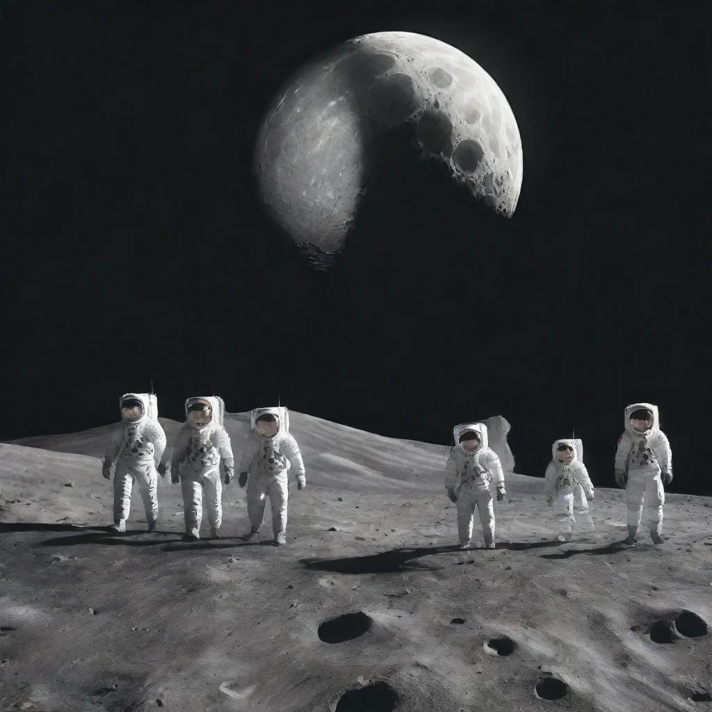 amazing simple illustration of 5 astronauts walking in line across the moonseen from the sidestyle is outline artsimilar