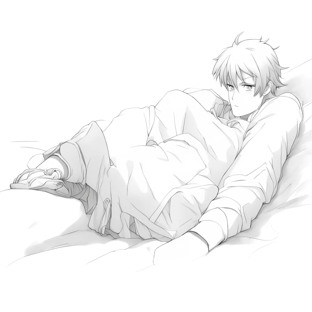 ai anime male laying down  anime line art