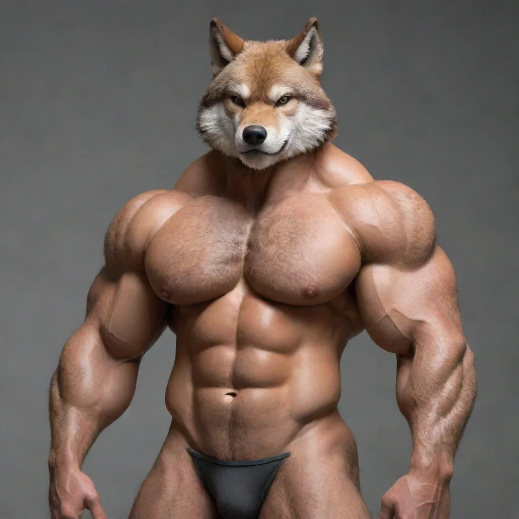 buff furry wolf with nice pecs