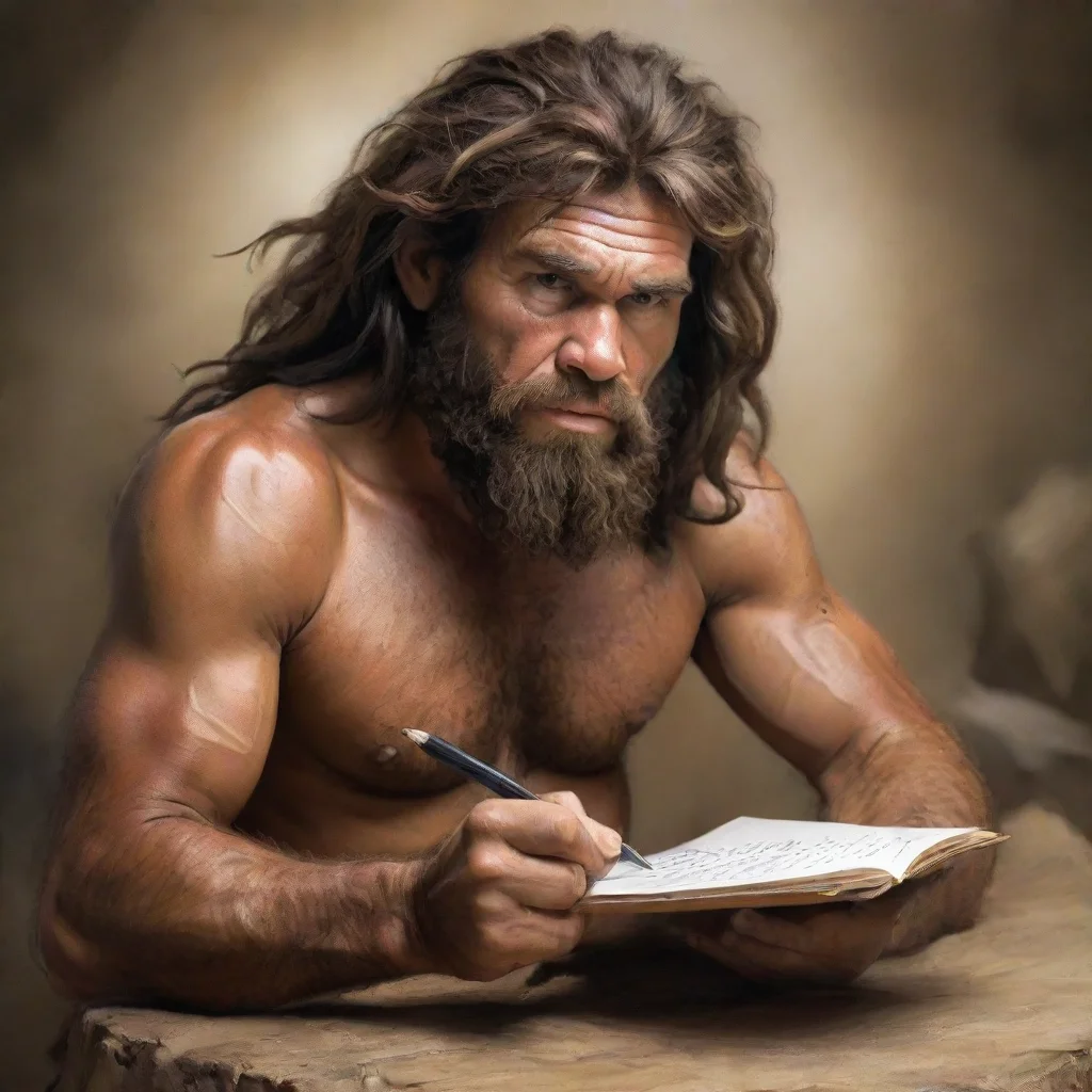  caveman taking notes amazing awesome portrait 2