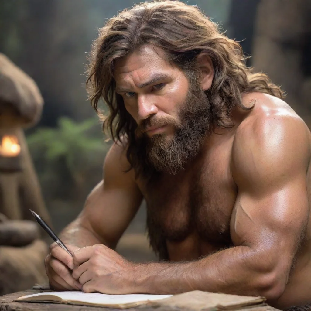 caveman taking notes good looking trending fantastic 1